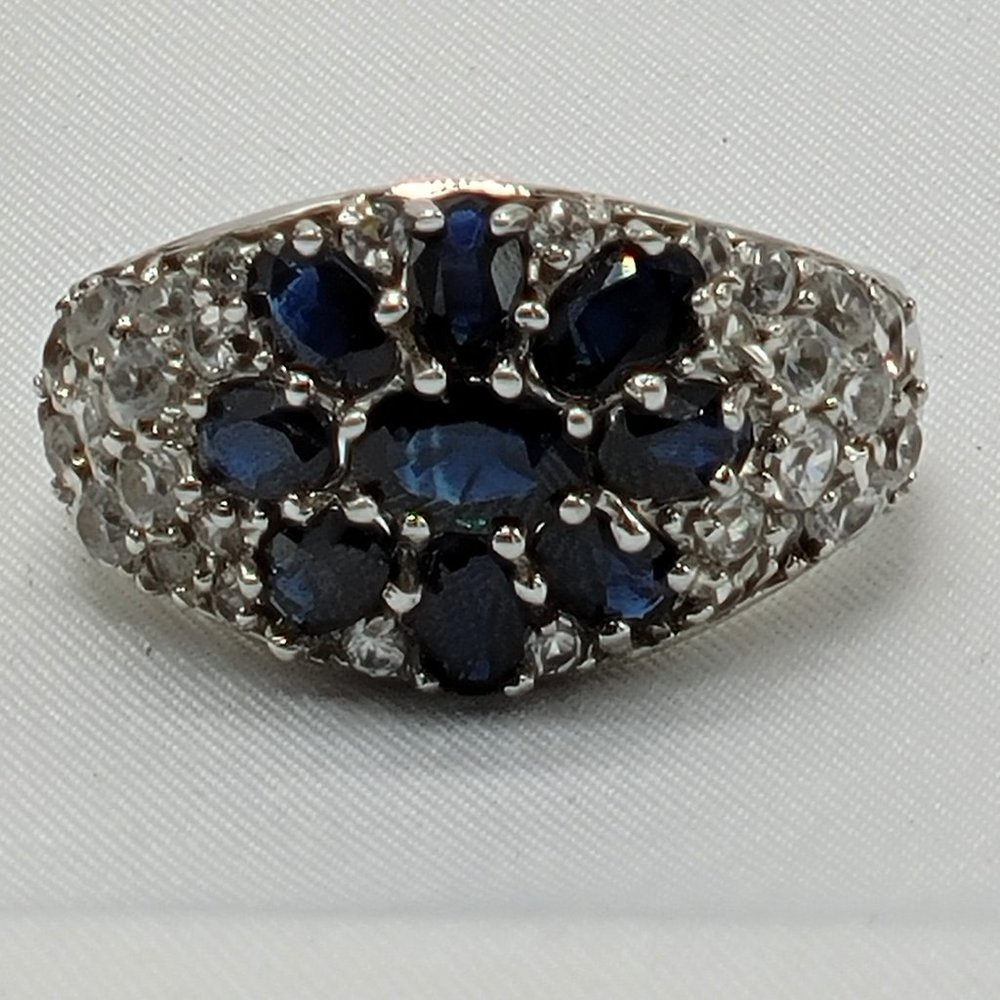 NWOT Technibond women's 925 ring with blue stones.